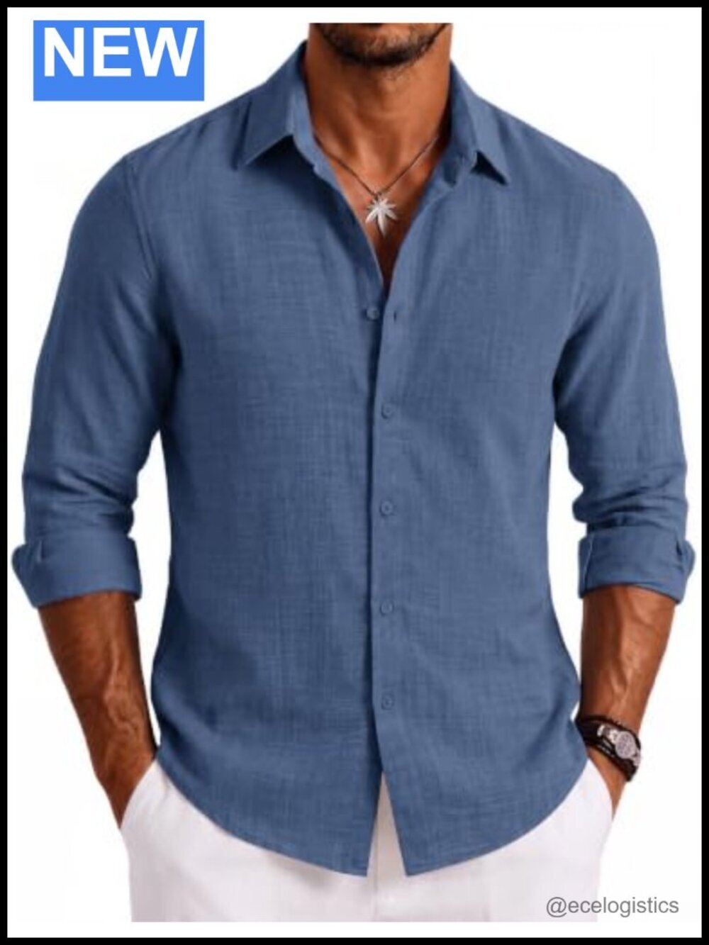 Mens Casual Button Down Shirt Long Sleeve Linen Textured Summer Beach Shirt